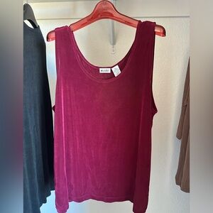 Units Silky Knit Travel Tank Top Womens XL Tall Travel Knit Travelers Berry